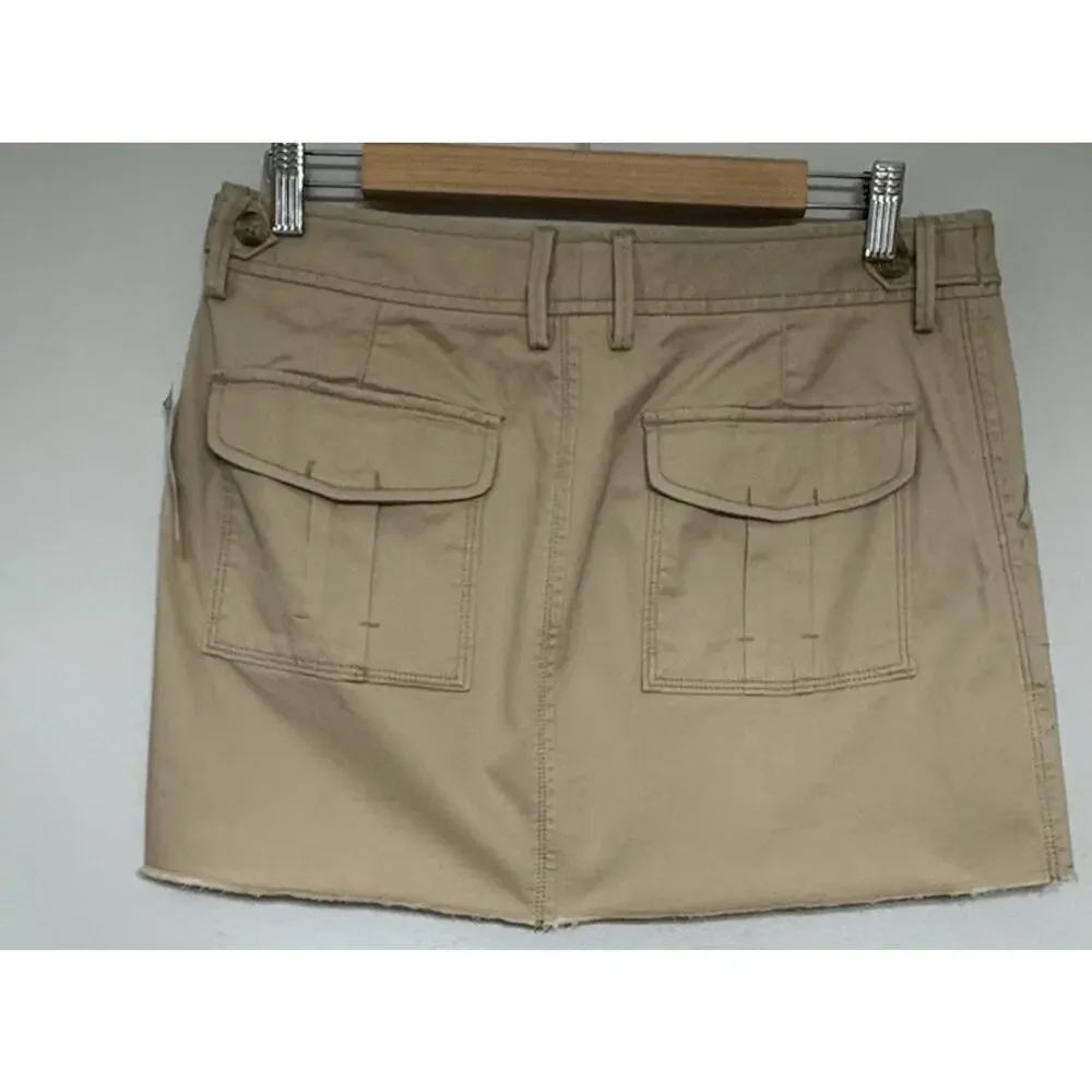 Old Navy Mini Utility Skirt Khaki Beige Women’s 6 Pockets Stretch Preppy NEW